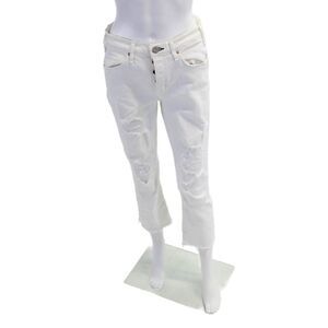 McGuire Womens Cotton Blend Distressed Five Pocket Bootcut Jeans White Size 28